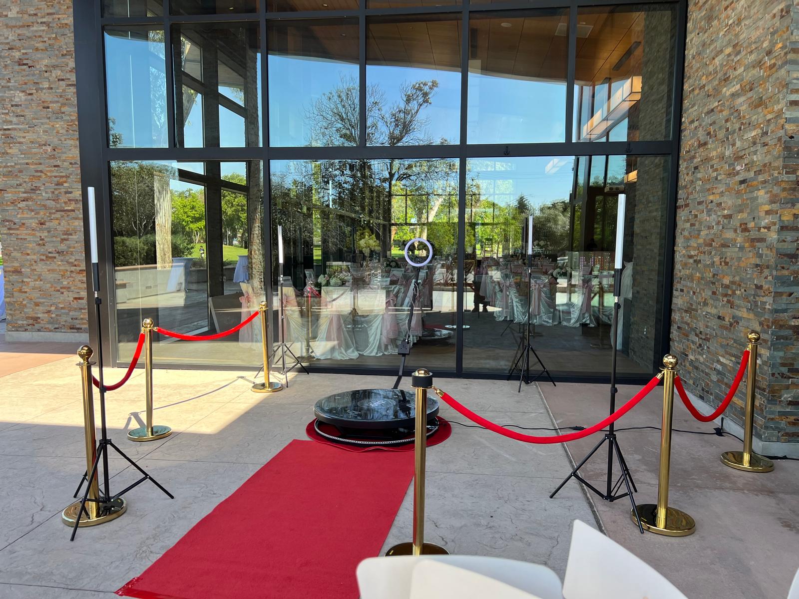 360 Photo Booth red carpet setup outside an event venue